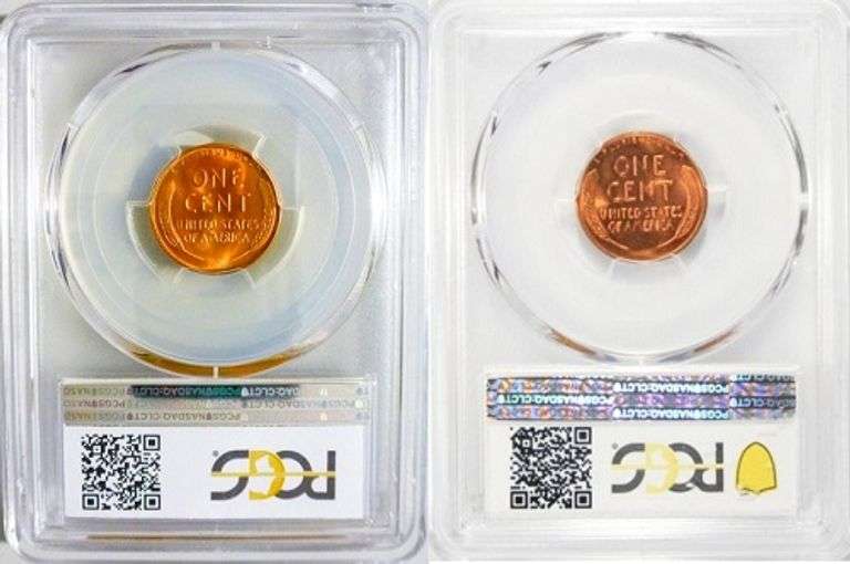 Superb Gem BU 1958P & 1958D Mint Lincoln Cents Both PCGS MS 66 Red!