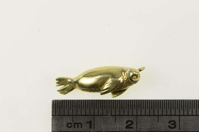 14K Yellow Gold 3D Walrus Manatee Seal Ocean Animal Charm/Pendant