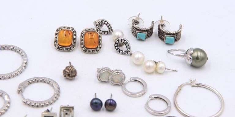 Group Lot of Vintage 925 Sterling Silver Earrings