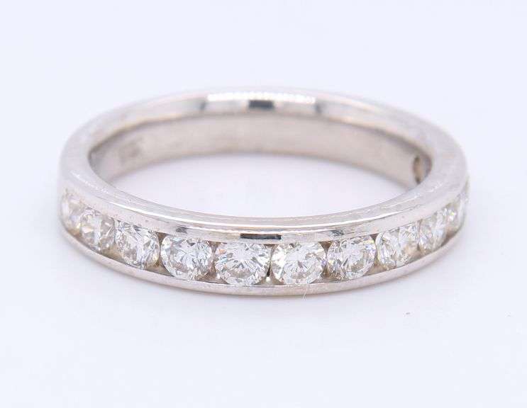 Wonderful White Gold Round Brilliant Cut Diamond Channel Set Band