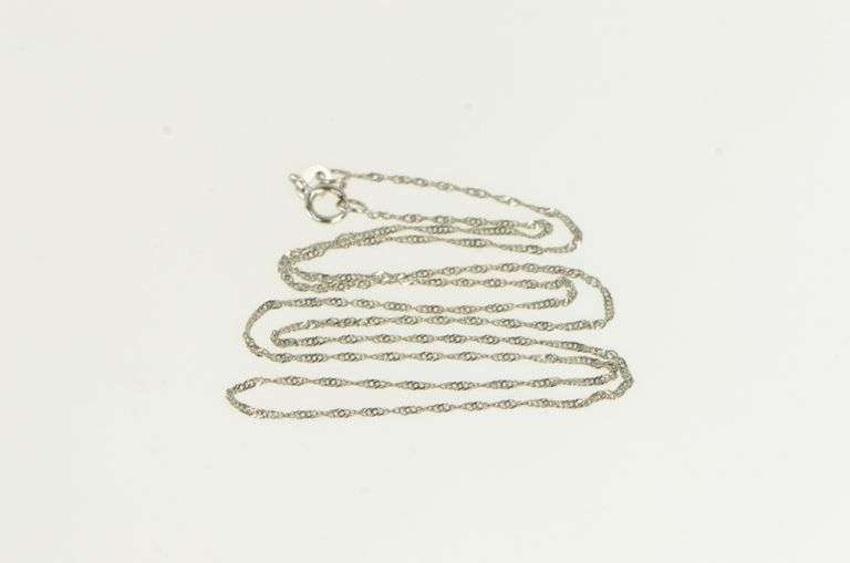 14K White Gold 1.0mm Rolling Chain Vintage Simple Link Necklace