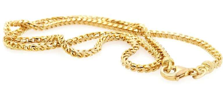 Italian 2.25MM Polished Franco Box Wheat Chain Necklace in 18K