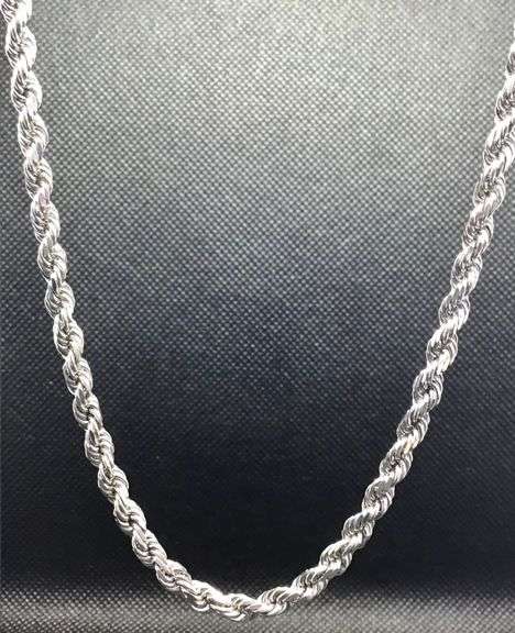 STYLISH AND ELEGANT 14K ICY WHITE GOLD ROPE CHAIN