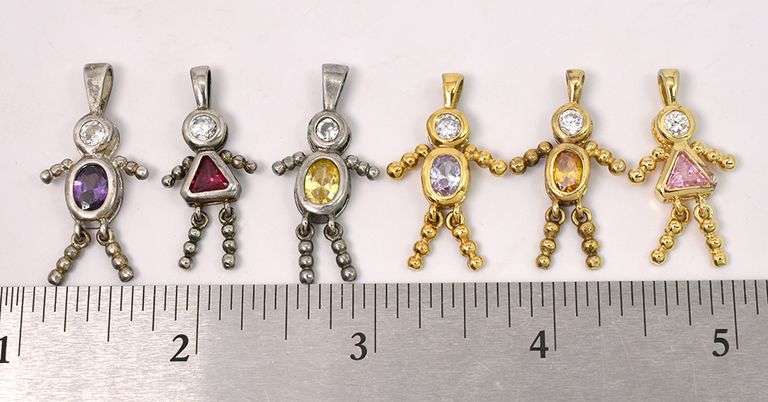 Birthstone Pendant Lot In Sterling Silver
