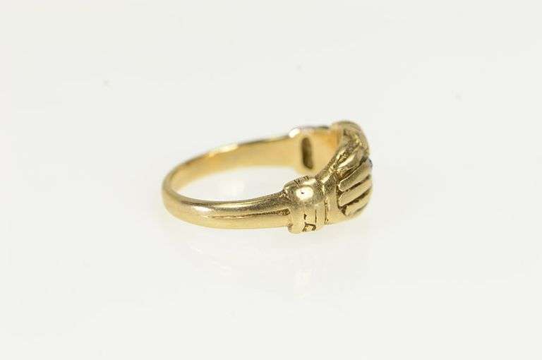 14K Yellow Gold Diamond Claddagh Hands Promise Loyalty Ring