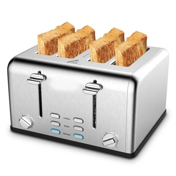 Stainless Steel Wide Slot 4-Slice Toaster