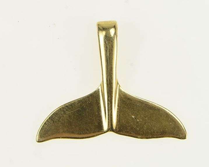 14K Yellow Gold Whale Tail Fluke Ocean Animal Motif Charm/Pendant