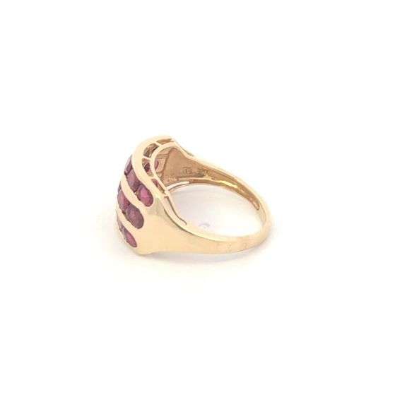 14K Yellow Gold Oval Rubellite Vintage Squared Statement Ring