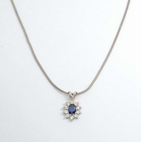 Gorgeous Sapphire & Dia. Pendant on Necklace
