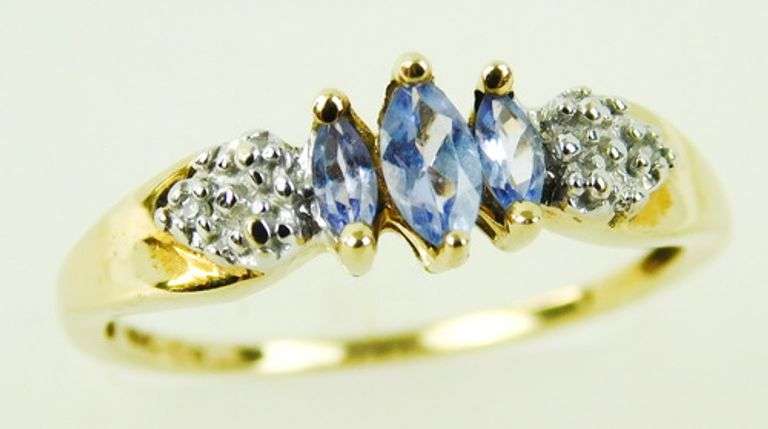 Pretty 10K Tanzanite & Diamond Accent Ring, Size 7