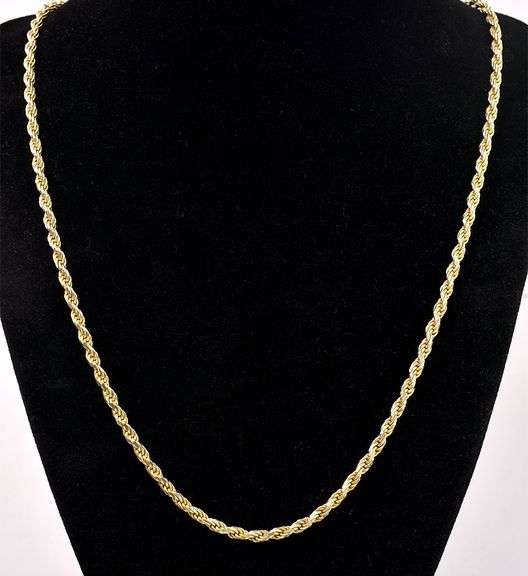 Vermeil Rope Chain Necklace In Sterling Silver