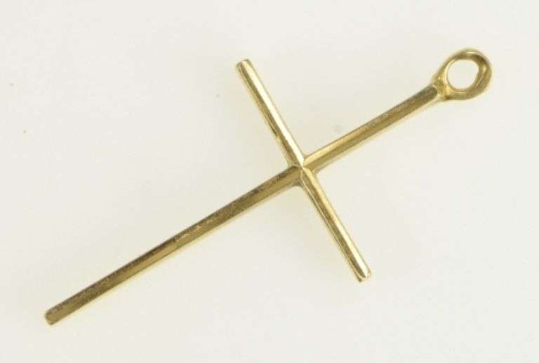 14K Yellow Gold Squared Vintage Cross Christian Faith Charm/Pendant