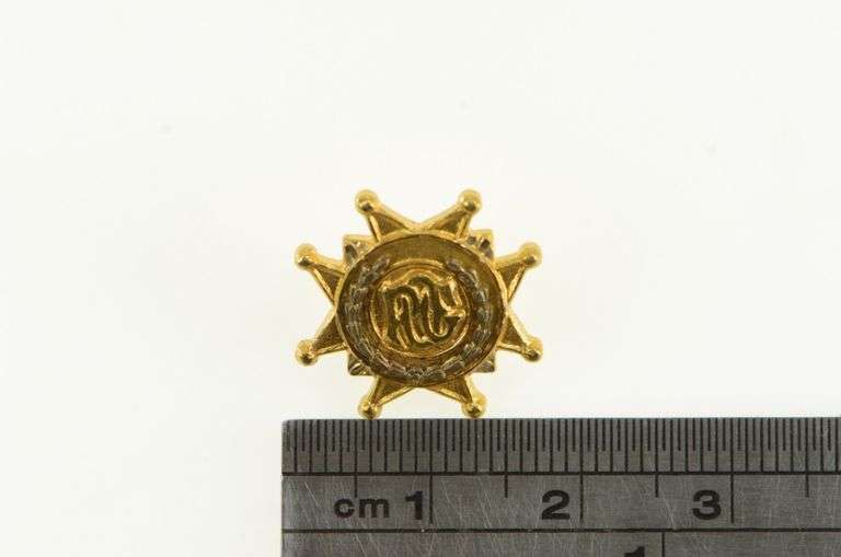 14K Yellow Gold R O C Monogram Ornate Vintage Lapel Pin/Brooch