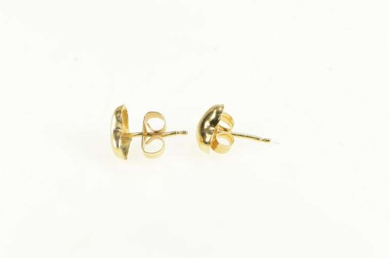 14K Yellow Gold Domed Heart Love Symbol Vintage Stud Earrings
