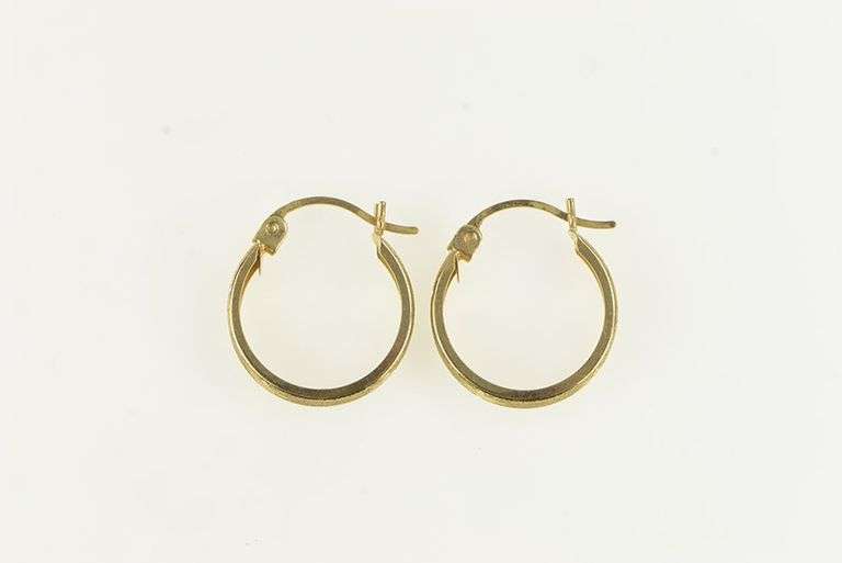 14K Yellow Gold 17mm Squared Snow Flake Hoop Earrings