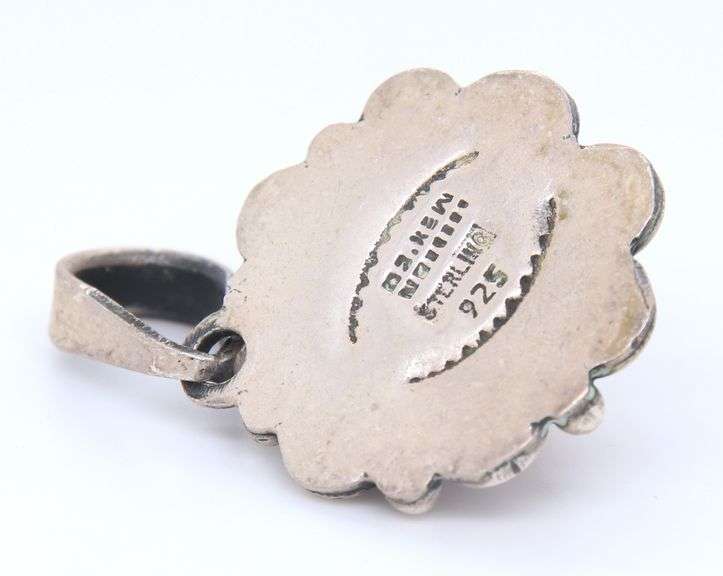 Vintage 925 Sterling Silver Mexico Signed Gemstone Pendant