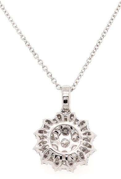 New 1.50ctw Round Diamond Cluster Starburst Pendant Necklace in 18K