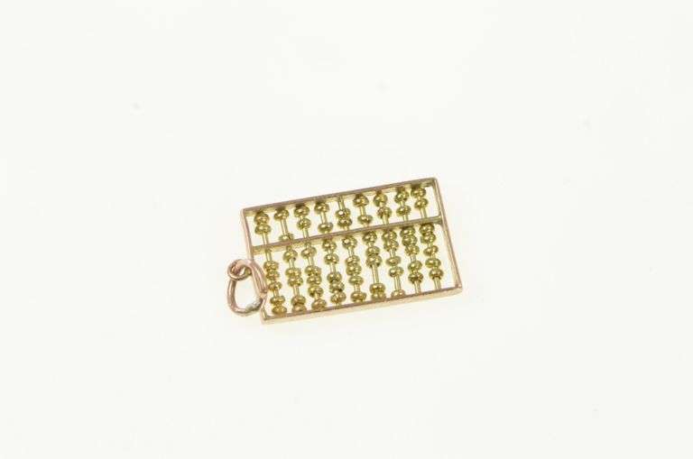 14K Yellow Gold 3D Articulated Abacus Ancient Calculator Charm/Pendant