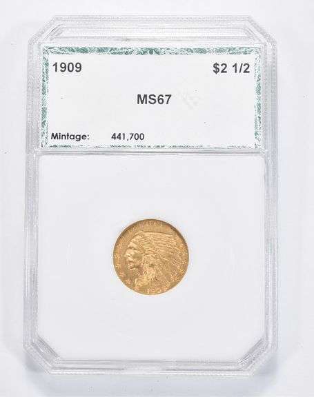 MS67 1909 $2.50 Indian Head Gold Quarter Eagle - Graded PCI