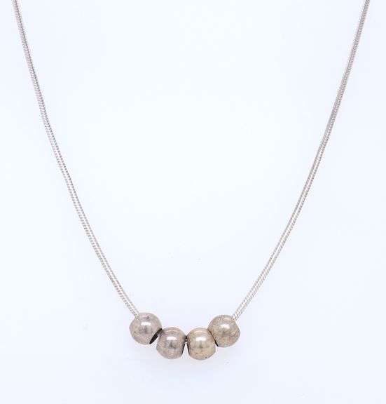 Vintage 925 Sterling Silver 4 Ball Pendant on Italian Snake Chain Necklace