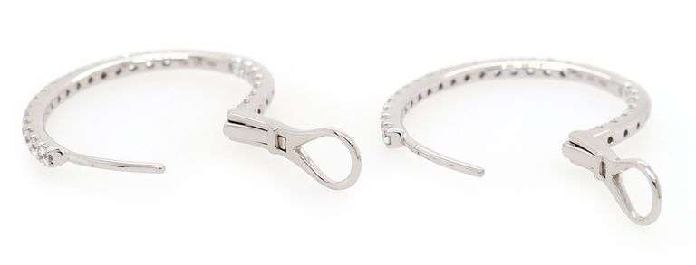 New 1.00ctw Diamond Oval Inside Out Hoop Earrings in 14K