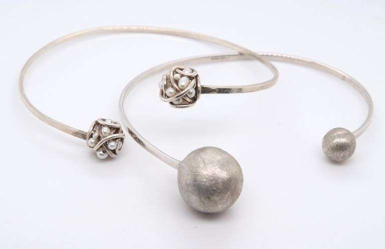 Lot of 2 Vintage 925 Sterling Silver Cuff Bangles