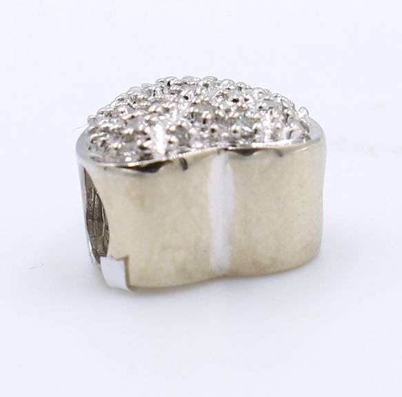 Sparkling Pave Diamond Heart Charm in White Gold