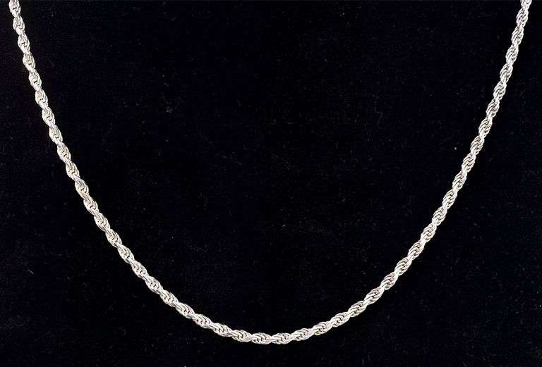 Rope Chain Necklace In Sterling Silver