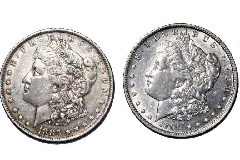 1883 O & 90 O Morgan Silver Dollars From a Near Complete Set of Morgans