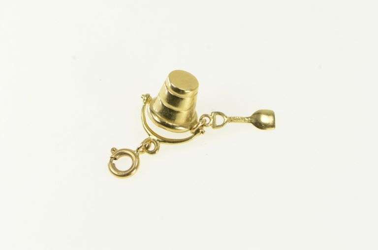 14K Yellow Gold Vintage Pail & Shovel Beach Sand Castle Charm/Pendant