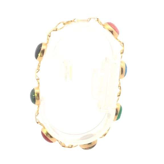 14K Yellow Gold Ancient Egyptian Scarab Symbol Carved Stone Bracelet