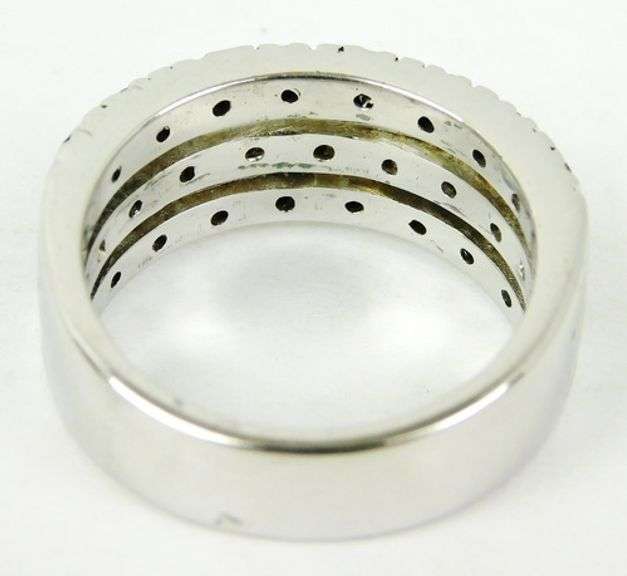 Wide Sterling Topaz & Sapphire Ring, Size 7.5