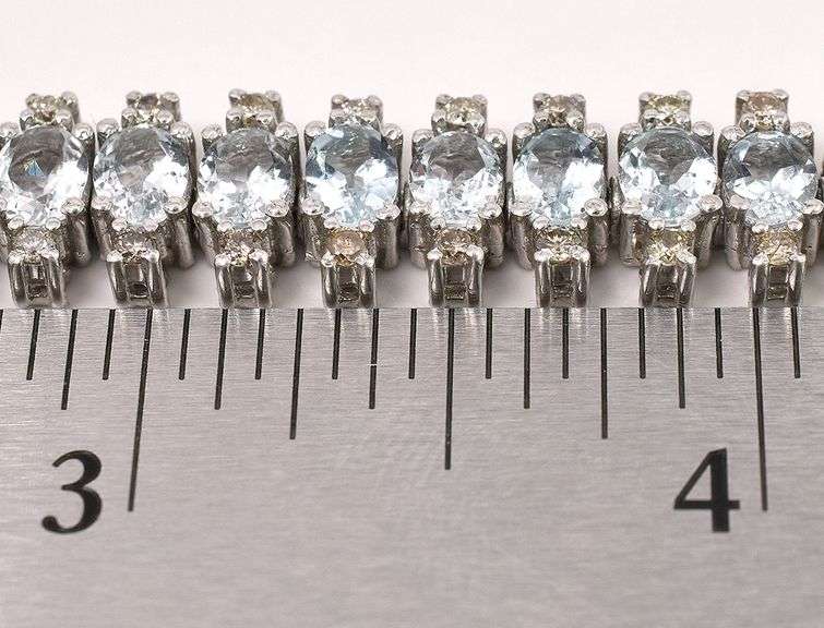 Lovely New European Direct From Manufacturer 12.70CTW Aquamarine & 2.00CTW Diamond Bracelet in Sterl