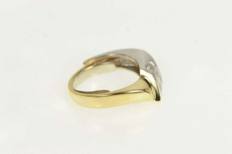 14K White Gold Two Tone Diamond Geometric Abstract Band Ring