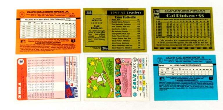 6 Cal Ripken, Jr. Baseball Cards