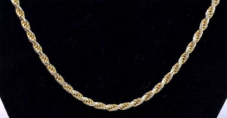 Vermeil Rope Chain Necklace In Sterling Silver