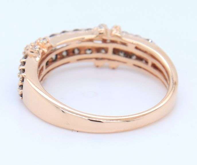 Favorite Rose Gold LeVian 0.55ctw Double Row Diamond X Band