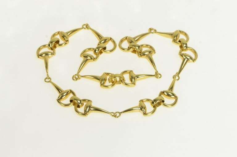 18K Yellow Gold Roberto Coin Stirrup Link Designer Chain Necklace