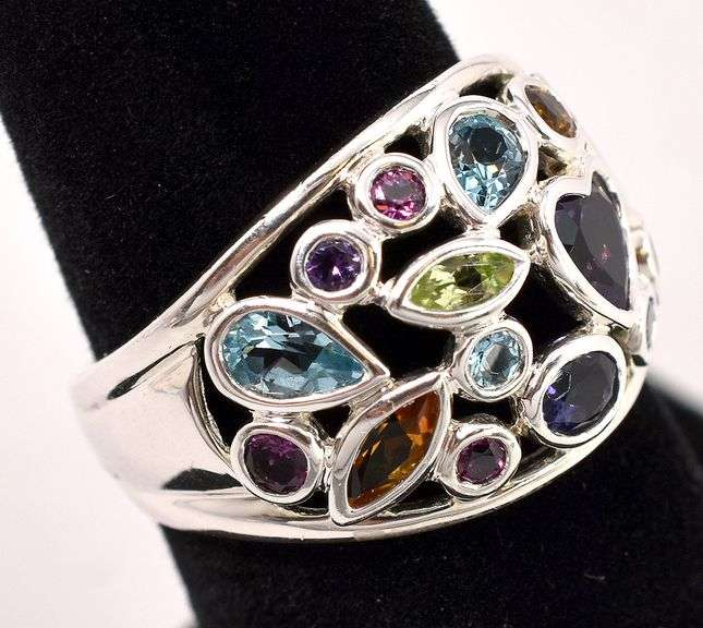 Multi-Gem Ring In Sterling Silver