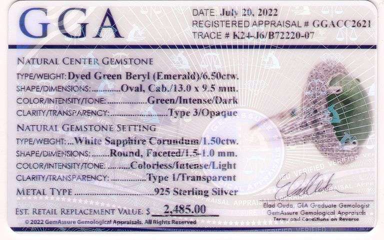 Beautiful 6.50CTS Emerald & 1.50CTW White Topaz Ring in Sterling Silver