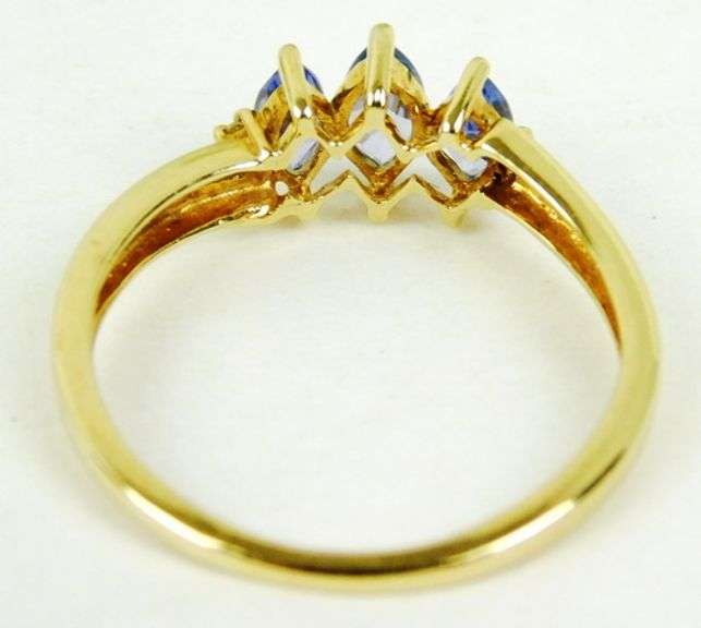 10K Tanzanite Ring with Diamond Accents, Size 6.75