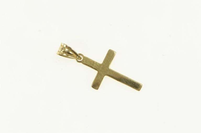 14K Yellow Gold Vintage Classic Cross Christian Faith Pendant