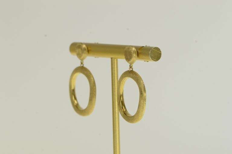 18K Yellow Gold Marco Bicego Jaipur Circle Dangle Designer Earrings