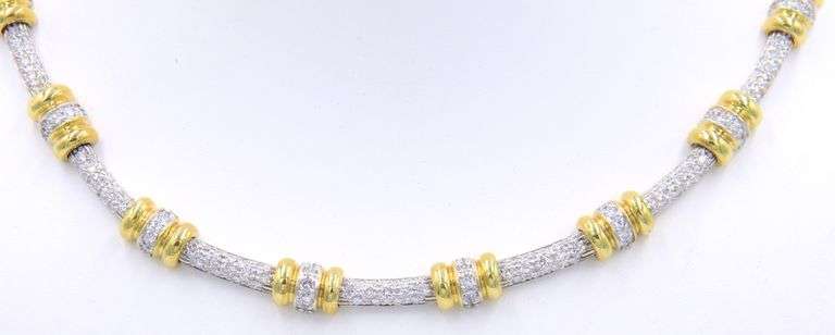 Roberto Coin 18kt White and Yellow Gold Diamond Chocker Necklace