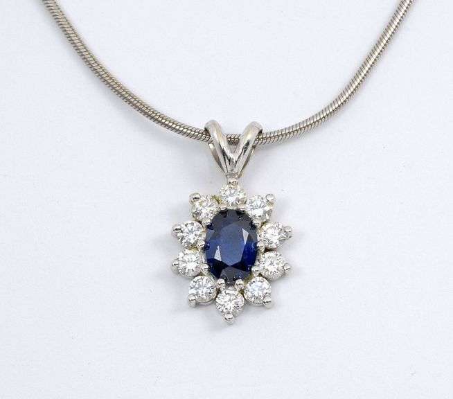 Gorgeous Sapphire & Dia. Pendant on Necklace