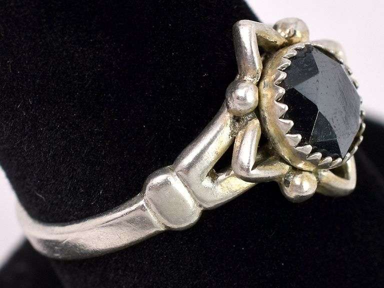 Black Gem Ring In Sterling Silver