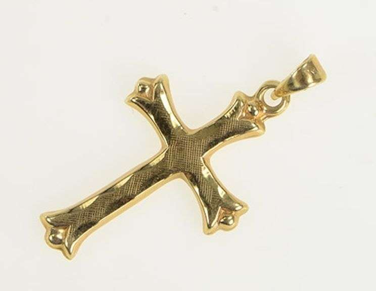14K Yellow Gold Cross Christian Faith Traditional Jesus Charm/Pendant