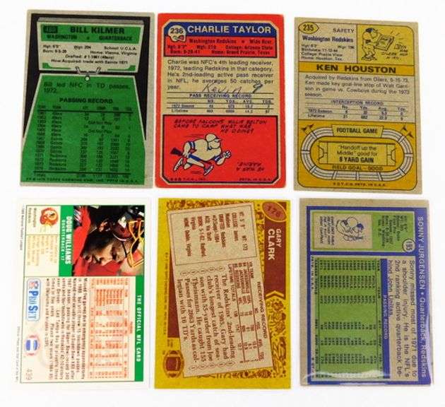 6 Washington Redskins Football Cards
