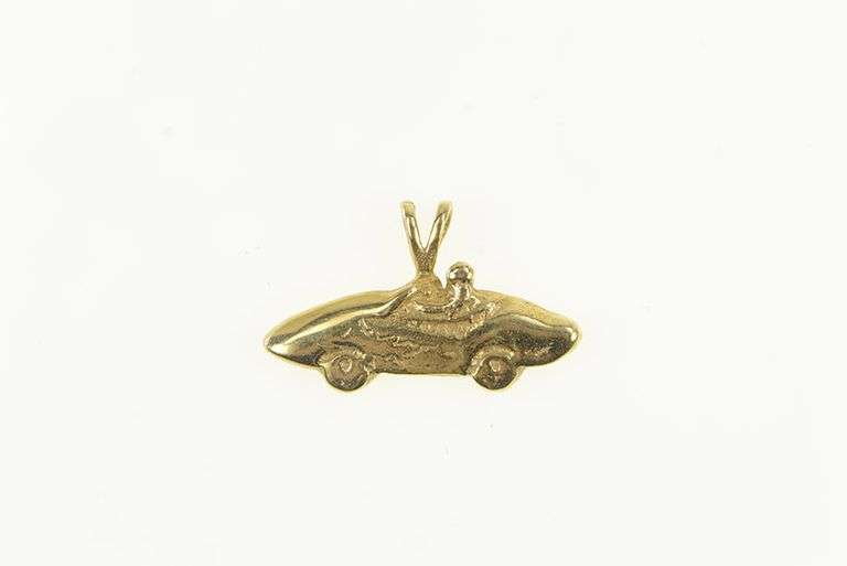 14K Yellow Gold Race Sports Car Vintage Convertible Charm/Pendant