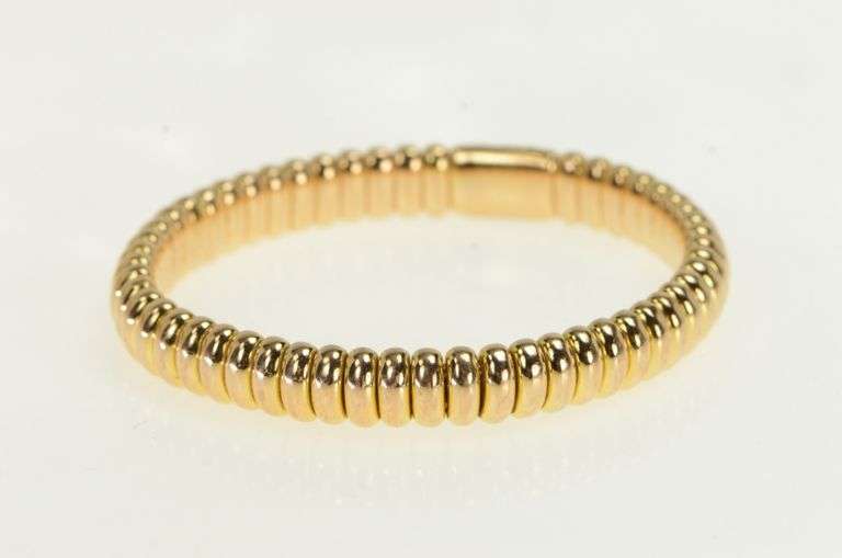 18K Rose Gold Pave Diamond 8mm Omega Chain Statement Bracelet